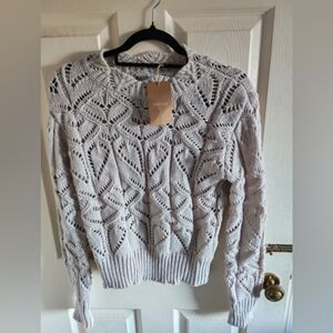 Women's Lace Knit Sweater - Cream